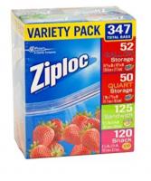 Ziploc Gallon, Quart, Sandwich, and Snack Storage Bags  A